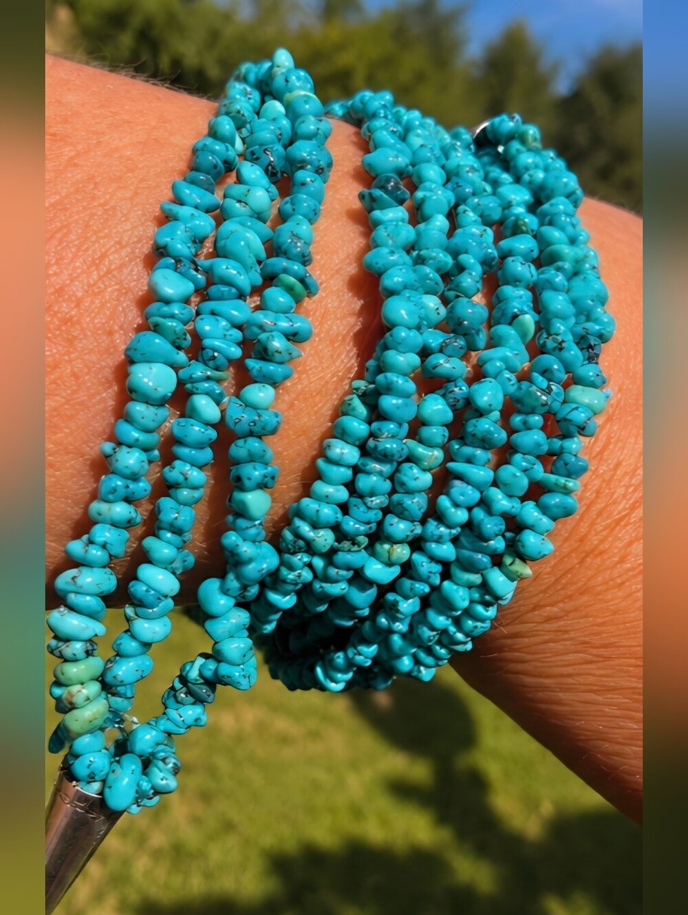 Vintage Southwestern 3 Strand Turquoise Necklace Sterling Silver 22 In 86 Grams